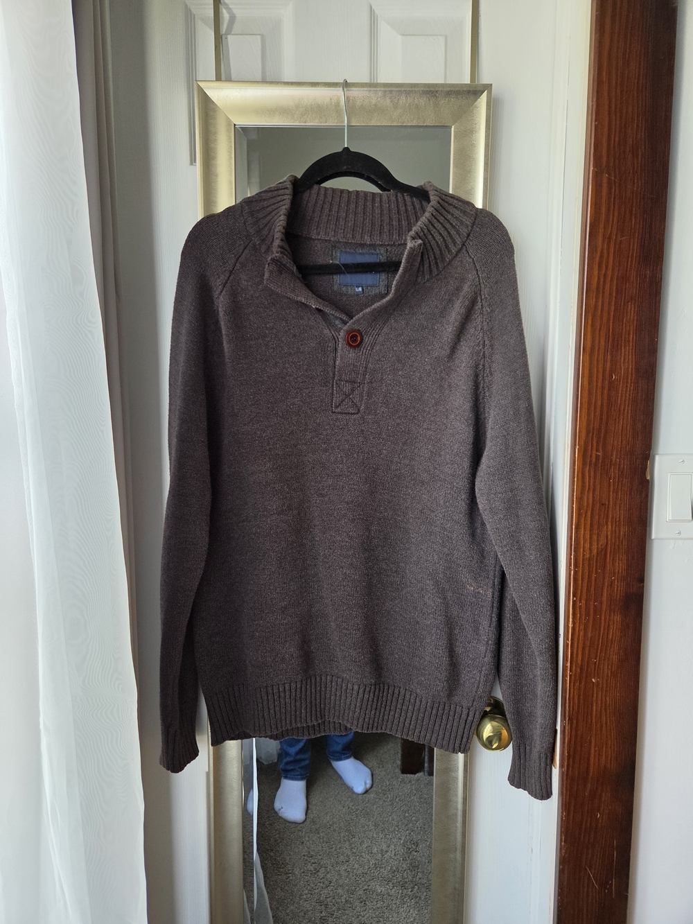 Men's Brown Shawl Collar Sweater